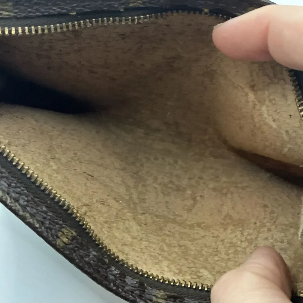 Louis Vuitton Monogram Pochette Cles Key Pouch Zip Wallet Brown 7x4